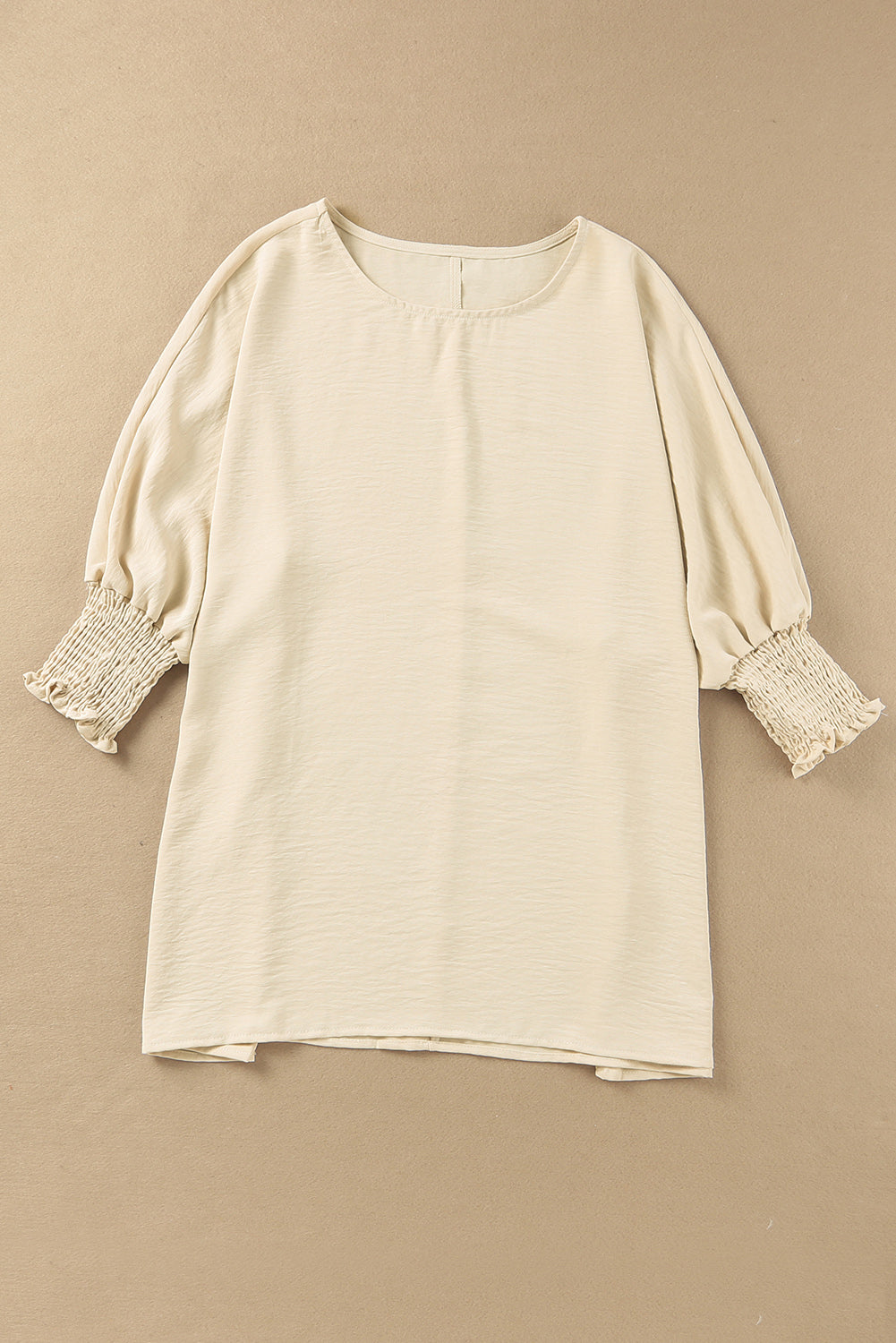 White Smocked Wrist Shift Top