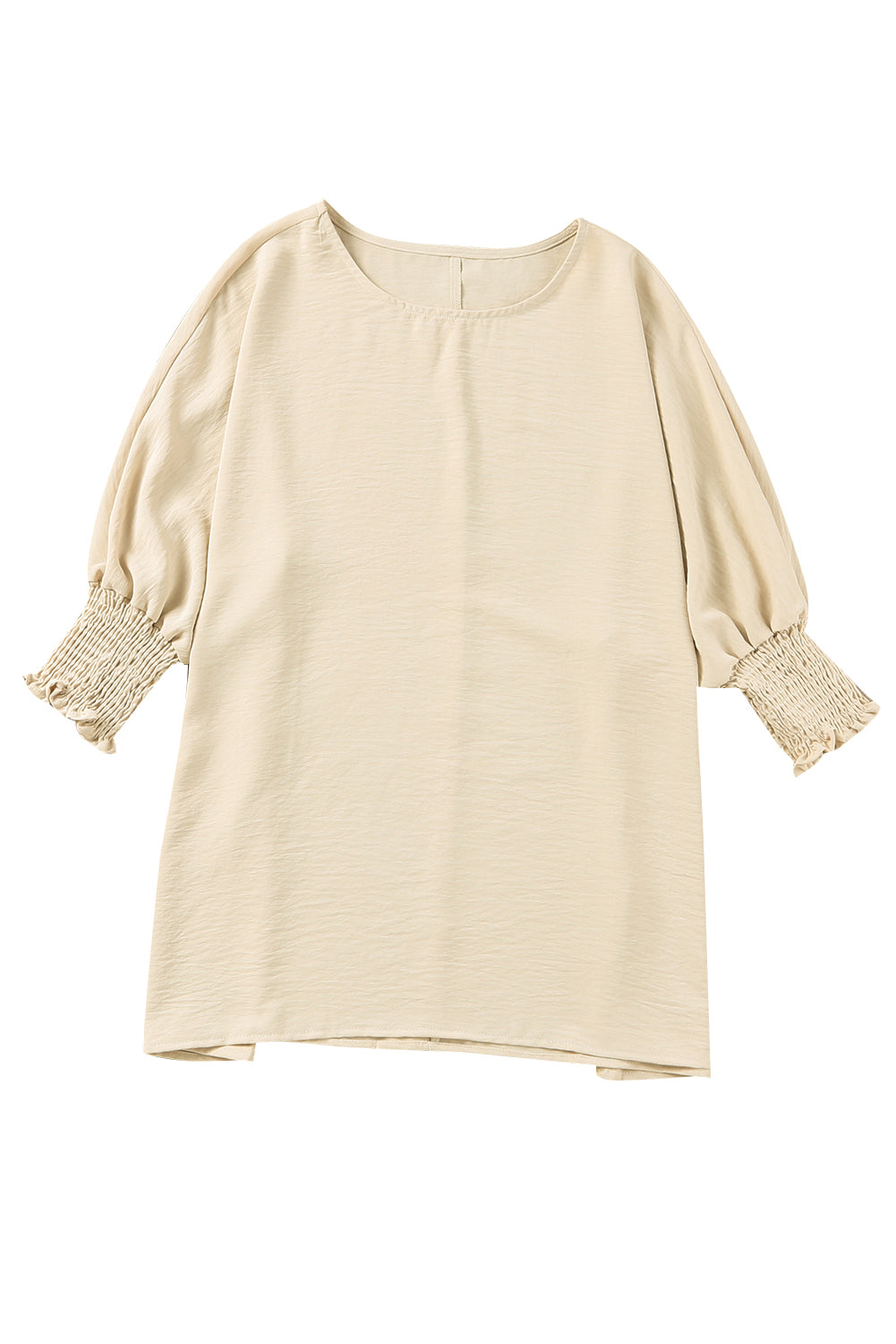 White Smocked Wrist Shift Top